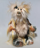 Selwyn is a lovable and beautifully coloured, one of a kind, artist teddy bear in gorgeous faux fur and fluffy mohair by Barbara-Ann Bears, he stands 16 inches/41 cm tall