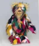 Syracuse standing Syracuse is a 19 inch one of a kind, artist bear by Barbara-Ann Bears in luxurious blonde mohair and beautifully colourful faux fur