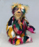 Syracuse standing Syracuse is a 19 inch one of a kind, artist bear by Barbara-Ann Bears in luxurious blonde mohair and beautifully colourful faux fur