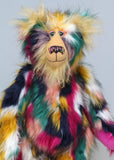Syracuse standing Syracuse is a 19 inch one of a kind, artist bear by Barbara-Ann Bears in luxurious blonde mohair and beautifully colourful faux fur