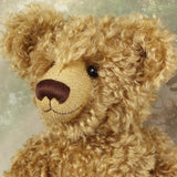 Teddington's face, showing smile.
Teddington, a large, elegant and very huggable, one of a kind, classical, traditional mohair artist teddy bear made by Barbara-Ann Bears, he stands 21.5 inches (55cm) 