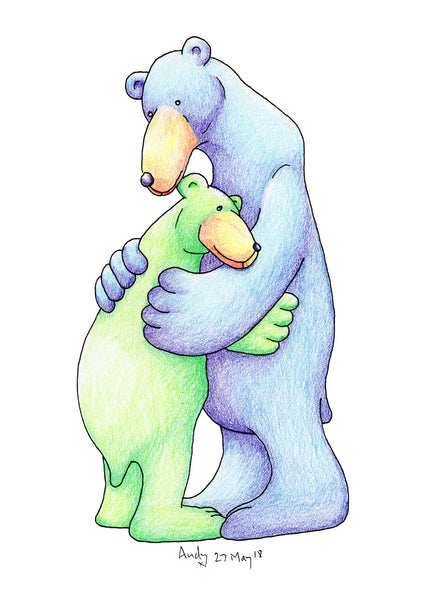 There's Always Love Here. Two bears hugging