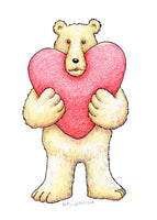A Bear With A Big Heart, a greeting card showing a cute bear holding a big heart