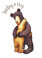 Sending A Hug... Two bears hugging, greeting card