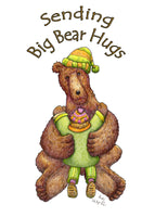 Sending Big Bear Hugs, One big bear hugging a human, greeting card