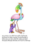 "Not If You Are A Flamingo" greeting card, about overcoming self-doubt