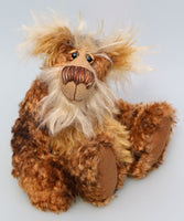 Alexandre de Grandnez, a very handsome and cuddly, one of a kind, teddy bear by Barbara-Ann Bears in wonderful fluffy and dense batik mohair. Alexandre de Grandnez stands 14 inches(35.5 cm) tall and is 11 inches (29 cm) sitting. 