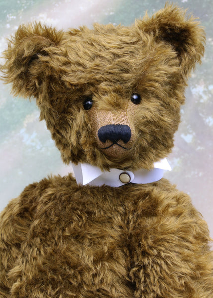 Arbuthnot, an extremely large and elegant classical, traditional mohair artist teddy bear by Barbara Ann Bears Arbuthnot is a very big classical teddy bear, he stands 28 inches (71cm) tall and is 21 inches (54cm) sitting, he's heavy too, weighing about 4kg/9lb. Arbuthnot is the second of an edition of 2.