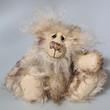 Arthur is an endearingly sweet one of a kind, artist bear by Barbara-Ann Bears in wonderfully fluffy mohair and faux fur. Arthur stands 8 inches (20 cm) tall and is 6 inches (15 cm) sitting. 
