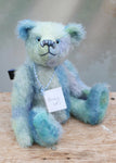 Bluey is a very handsome & subtly colourful, traditional, one of a kind artist teddy bear, in fabulous hand dyed mohair by Barbara Ann Bears and  stands 11 inches (28 cm) tall  Bluey is available at the shop Posthorn90  Bluey is a beautiful traditional bear, an elegant bear with a warm and friendly personality