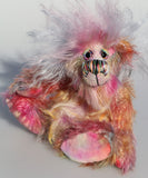 Bronwyn is a beautiful, happy and subtly colourful, one of a kind, hand dyed mohair artist teddy bear by Barbara-Ann Bears