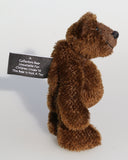 Bruce McCubbin is a very sweet and happy little brown mohair artist bear by Barbara Ann Bears, he stands just 6 inches( 15 cm) tall and is 4.5 inches (11 cm) sitting. Bruce McCubbin is made from a short, stubbly brown mohair, perfect mohair for a proper little bear, his paw pads are made from the same mohair trimmed  