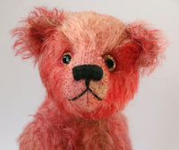 Charlie is a very sweet, traditional teddy bear in hand-dyed German mohair by Barbara Ann Bears