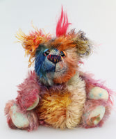 Charlie Chuffle is an extremely lovable, sweet and happy one of a kind artist bear made from beautiful hand dyed mohair by Barbara Ann Bears Charlie Chuffle stands just 8 inches (20 cm) tall and is 6 inches (15cm) sitting, this doesn't include his beautiful red mohawk which adds a further 2.5 inches (7cm) 