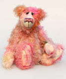 Clarence is a gentle, elegant and delicately colourful, one of a kind, hand dyed mohair, shaggy artist bear by Barbara-Ann Bears
