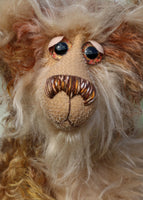 Crackerjack is a one of a kind, artist teddy bear by Barbara-Ann Bears in fluffy hand-dyed mohair