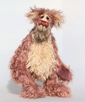 Earnest Strimdumple is a very friendly and jovial bear with a huge smile, a one of a kind, artist teddy bear by Barbara-Ann Bears in wonderful straggly mohair