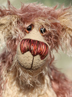 Earnest Strimdumple is a very friendly and jovial bear with a huge smile, a one of a kind, artist teddy bear by Barbara-Ann Bears in wonderful straggly mohair