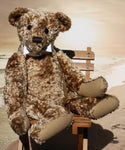 Eduardo is a large, traditional one of a kind, artist teddy bear in splendid vintage crushed velvet by Barbara Ann Bears Eduardo is quite a large bear, he's 21.5 inches (54 cm) tall and is 15 inches (39 cm) sitting. Eduardo is a wonderful, friendly traditional teddy bear with a great presence
