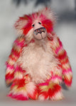 Emily, a very sweet and gentle, one of a kind, artist bear by Barbara-Ann Bears in gorgeous mohair and beautifully coloured stripy faux fur Emily is quite a big, cuddly teddy bear, she stands 17.5 inches (38 cm) tall and is 13 inches (30 cm) sitting. Emily is a very striking teddy bear, both very sweet and cuddly and wildly coloured and exuberant.