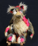Fernando is a magnificent, colourful one of a kind, artist teddy bear in fabulous faux fur and gorgeous mohair by Barbara-Ann Bears. Fernando stands 19 inches (48 cm) tall and is 14 inches (36 cm) sitting. 
