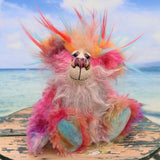 Filibert is a very happy and sweet teddy bear, a colourful, one of a kind, hand-dyed mohair and faux fur artist bear by Barbara-Ann Bears.