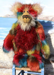 Francesco is an impressive and beautifully coloured, one of a kind, artist bear by Barbara-Ann Bears in luxurious fluffy faux fur and mohair Francesco is a magnificent teddy bear, he stands 24 inches (61 cm) tall and is 18 inches (46 cm) sitting. Francesco is a beautifully coloured teddy bear, he's like a big Christmas jumper ready to hug you and keep you warm through the long, cold nights of winter