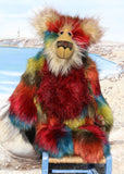 Francesco is an impressive and beautifully coloured, one of a kind, artist bear by Barbara-Ann Bears in luxurious fluffy faux fur and mohair Francesco is a magnificent teddy bear, he stands 24 inches (61 cm) tall and is 18 inches (46 cm) sitting. Francesco is a beautifully coloured teddy bear, he's like a big Christmas jumper ready to hug you and keep you warm through the long, cold nights of winter