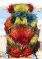 Francesco is an impressive and beautifully coloured, one of a kind, artist bear by Barbara-Ann Bears in luxurious fluffy faux fur and mohair Francesco is a magnificent teddy bear, he stands 24 inches (61 cm) tall and is 18 inches (46 cm) sitting. Francesco is a beautifully coloured teddy bear, he's like a big Christmas jumper ready to hug you and keep you warm through the long, cold nights of winter