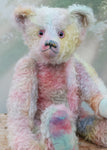 Gertrude is an elegant and refined, traditional, one of a kind artist teddy bear, in delicately coloured hand dyed mohair by Barbara Ann Bears.  Gertrude stands 19.5 inches/50 cm tall and is 14.5 inches/37 cm sitting.  Gertrude is a beautiful traditional bear, her mohair is coloured like the flowers in a spring garden