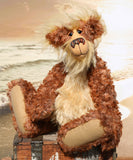 Ginger Pickles is a magnificent and very handsome, one of a kind, artist teddy bear by Barbara-Ann Bears in a gorgeous and luxurious mohair. Ginger Pickles stands 19 inches (48 cm) tall and is 14 inches (36 cm) sitting. 