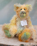 Gregory is a wonderful bear, a subtly coloured one of a kind, hand dyed mohair artist teddy bear by Barbara-Ann Bears, he stands 13 inches( 33 cm) tall  Gregory is a bear who loves to be outside, his colours blend perfectly with the colours of autumnal moorland. 