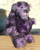 Griswald Grooch is a small, cute, slightly melancholy one of a kind artist teddy bear by Barbara-Ann Bears in beautiful tipped mohair  Griswald Grooch is quite a little bear, he stands just 8 inches( 20 cm) tall and is 6.5 inches ( 16 cm) sitting.