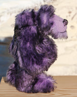 Griswald Grooch is a small, cute, slightly melancholy one of a kind artist teddy bear by Barbara-Ann Bears in beautiful tipped mohair  Griswald Grooch is quite a little bear, he stands just 8 inches( 20 cm) tall and is 6.5 inches ( 16 cm) sitting.