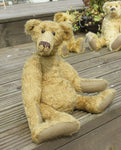 Hank PRINTED jointed mohair teddy bear sewing pattern to make a quirky Barbara-Ann Bear, with a long nose, big belly, long hands and feet. The Hank Teddy Bear pattern makes a curious, old-fashioned Barbara-Ann Bear, with a long nose