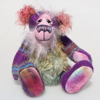 Harry Huckleberry, a one of a kind, mohair and wool fabric artist bear by Barbara-Ann Bears