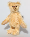 Honeynut is a lovable sweet traditional artist teddy bear made from beautifully fluffy golden blond German mohair by Barbara-Ann Bears  Honeynut stands 10.5 inches (27cm) tall and is 8 inches (20cm) sitting.