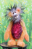 Horace Honk is not the most sensible of bears, a comical one of a kind artist bear in hand dyed mohair and faux fur by Barbara Ann Bears Horace Honk stands 13 inches( 33 cm) tall and is 10 inches (25 cm) sitting, this doesn't include his plumes of hair which add another 3 inches/ 7.5cm.