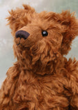 Horatio is an elegant and charming, one of a kind, traditional artist teddy bear by Barbara Ann Bears in wonderful cinnamon coloured English mohair. He stands 14 inches/36cm tall and is 10.5 inches/26 cm sitting, he is like very earliest teddy bears, with longer arms, a long snout and quite bear-like, yet still cuddly