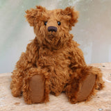 Horatio is an elegant and charming, one of a kind, traditional artist teddy bear by Barbara Ann Bears in wonderful cinnamon coloured English mohair. He stands 14 inches/36cm tall and is 10.5 inches/26 cm sitting, he is like very earliest teddy bears, with longer arms, a long snout and quite bear-like, yet still cuddly