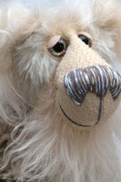 Isambard is a charming and very friendly, one of a kind, mohair artist bear by Barbara-Ann Bears