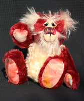 Christoff is a very cuddly and jolly one of a kind, red and cream mohair artist teddy bear by Barbara-Ann Bears who is full of love Christoff stands 10 inches( 25 cm) tall and is 7.5 inches (19 cm) sitting. Christoff is ready for a cuddle, well he's always ready for a cuddle, it's what he loves most!