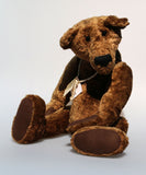 Leroy Brown is a large, traditional one of a kind, vintage, artist teddy bear in splendid crushed velvet by Barbara Ann Bears Leroy Brown is quite a large bear, he's 23 inches (58 cm) tall and is 16 inches (41 cm) sitting. Leroy Brown is a wonderfully relaxed brown crushed velvet teddy bear with a great presence 