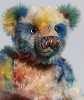 Lionel Podgerton is a classical traditional teddy bear in hand dyed mohair by Barbara Ann Bears