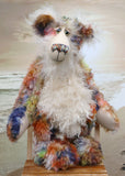 Major Heartthrob is a fabulous and romantic, one of a kind, artist teddy bear in gorgeous hand-dyed mohair by Barbara-Ann Bears. Major Heartthrob stands 19 inches (48 cm) tall and is 15 inches (38 cm) sitting. 