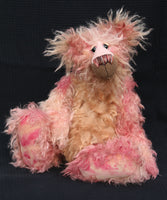 Dorothy is Marjorie, a gently romantic and artistic, one of a kind artist bear in the most gorgeous hand dyed mohair by Barbara Ann Bears. Marjorie stands 18 inches( 46 cm) tall and is 14 inches (36 cm) sitting. Marjorie is a beautiful, romantic teddy bear, an elegant lady with charm and grace
