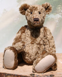 Maximilian is an elegant traditional one of a kind, artist teddy bear in beautiful soft brown English mohair by Barbara Ann Bears, he's 18.5 inches (47 cm) tall and is 14 inches (36 cm) sitting. Maximilian is made from beautiful soft brown English mohair with beige wool felt paw pads and gorgeous hand painted eyes