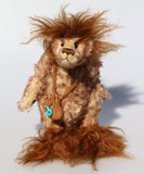 McGraw is a wild and mysterious, one of a kind mohair artist bear by Barbara Ann Bears