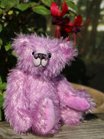 Megan is a pretty and feminine, traditional, one of kind, mohair artist bear by Barbara Ann Bears