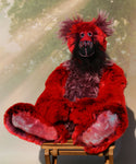 Melchior is a magnificent, richly colourful one of a kind, artist teddy bear in fabulous faux fur & gorgeous mohair by Barbara-Ann Bears Melchior stands 20 inches (51 cm) tall and is 16 inches (41 cm) sitting, yes, he's quite a big teddy bear!  Melchior is a fabulous teddy bear, made from the softest rich red faux fur 